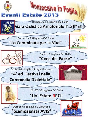 Montecalvo in Foglia   Eventi estate 2013