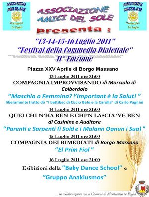 Manifesto Festival della Commedia Dialettale 2011