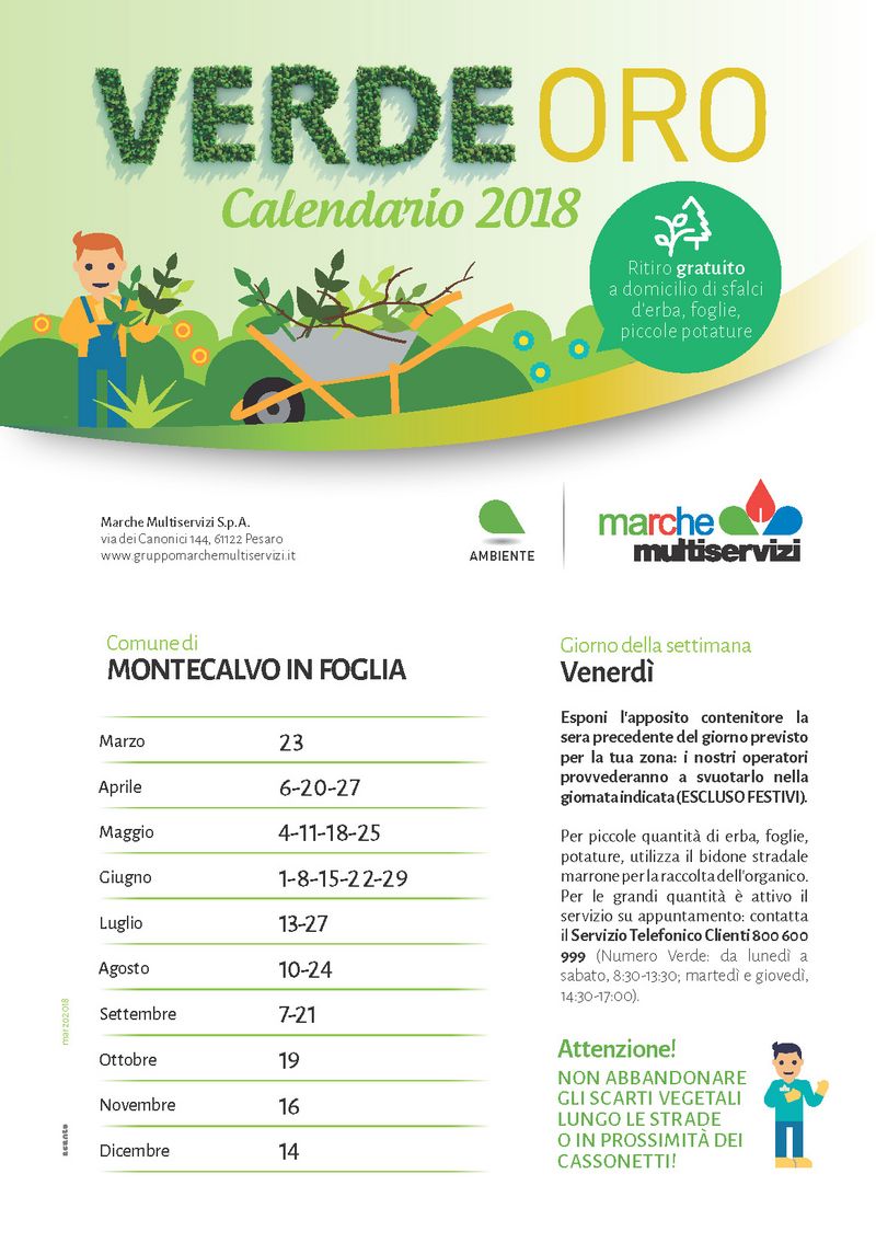 2068 verdeoro Calendario MONTECALVO IN FOGLIA 2018