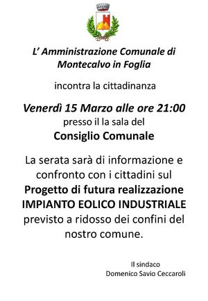 Incontro pubblico progetto eolico