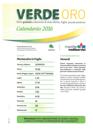 date raccolta sfalci 2016